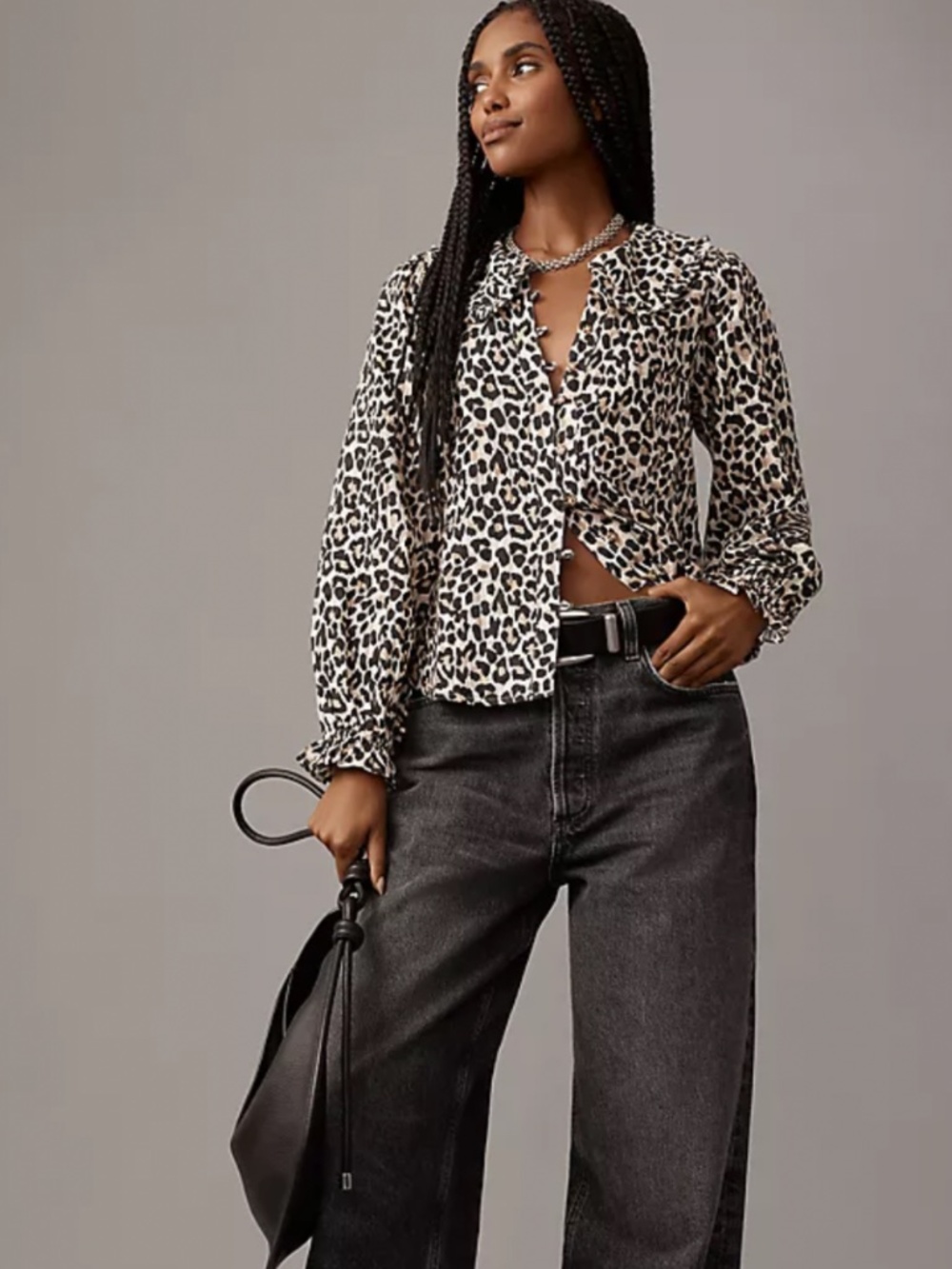 Pilcro Keira long sleeve leopard print blouse